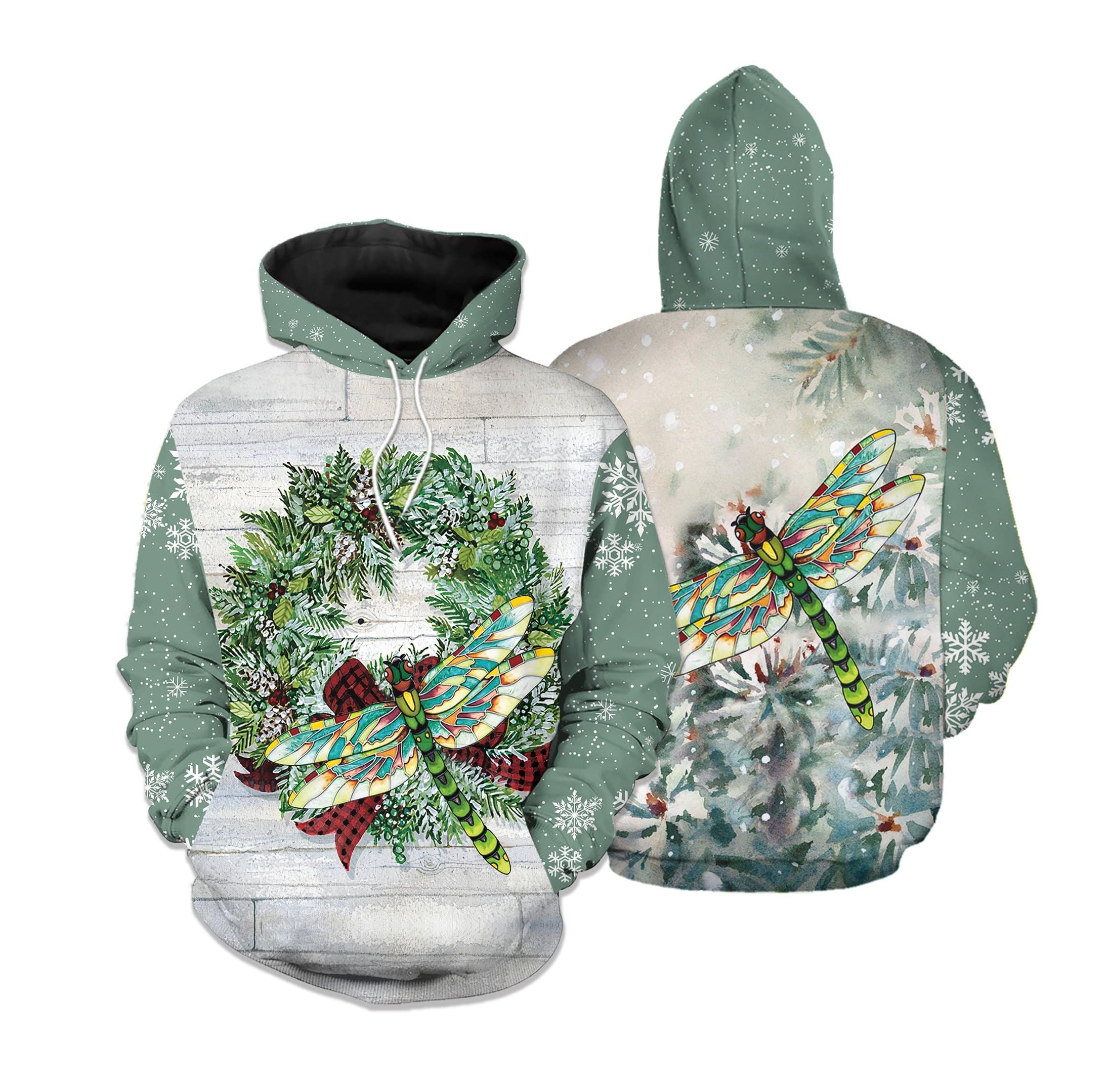 Dragonfly Christmas Hoodie 3D All Over Print