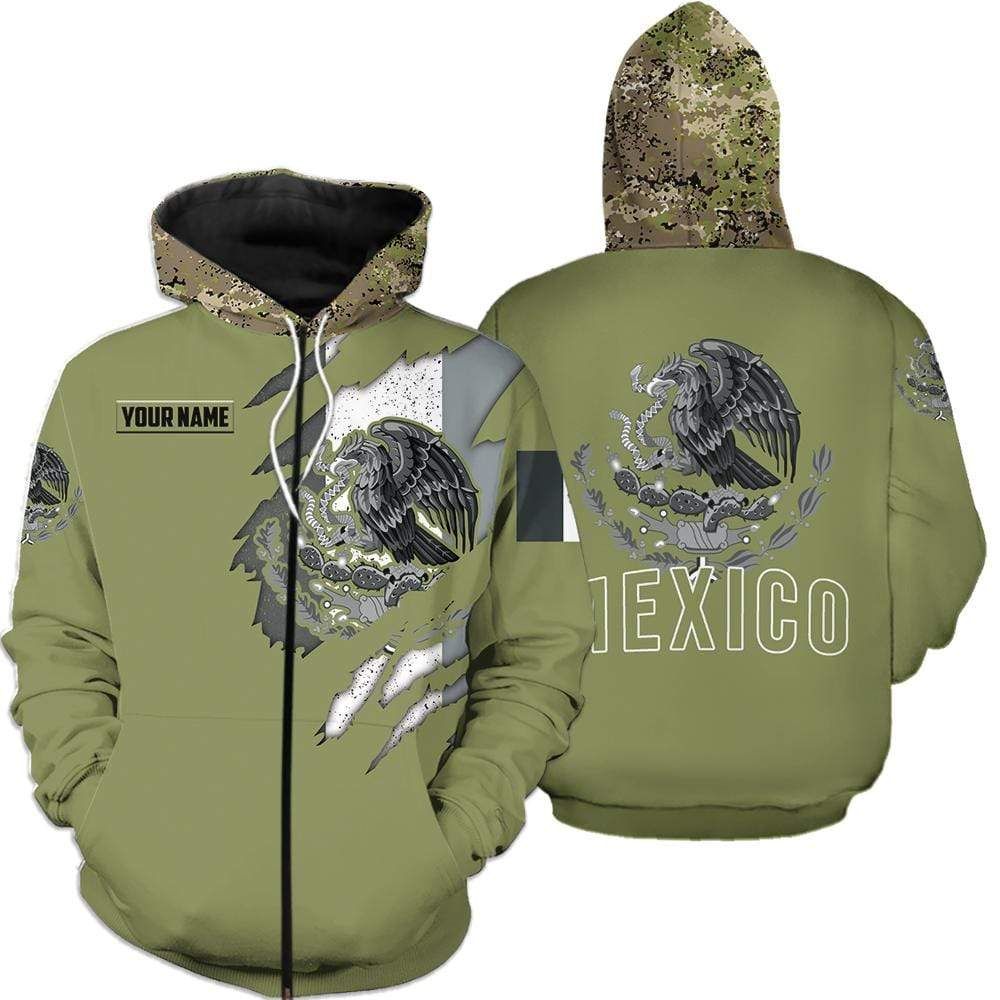 Personalized Custom Name Mexico Army Color Hoodie 3D All Over Print