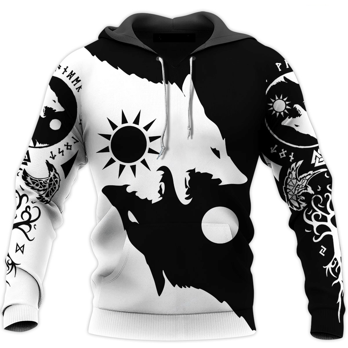 Wolf Black & White Hoodie 3D All Over Print