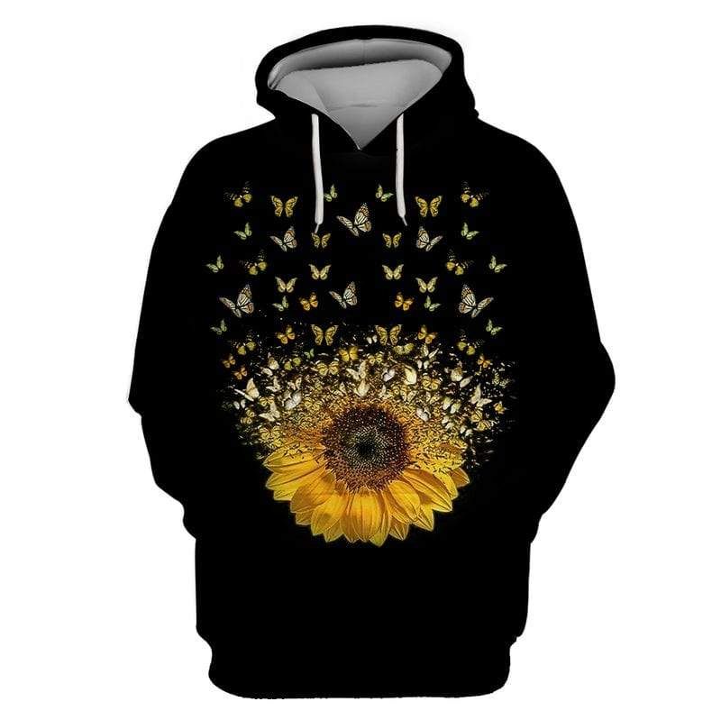 Butterfly Storm Sunflower Hoodie 3D All Over Print