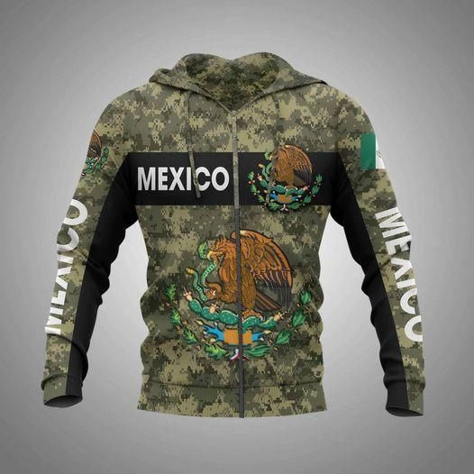Camo Pattern Mexico Hoodie 3D All Over Print