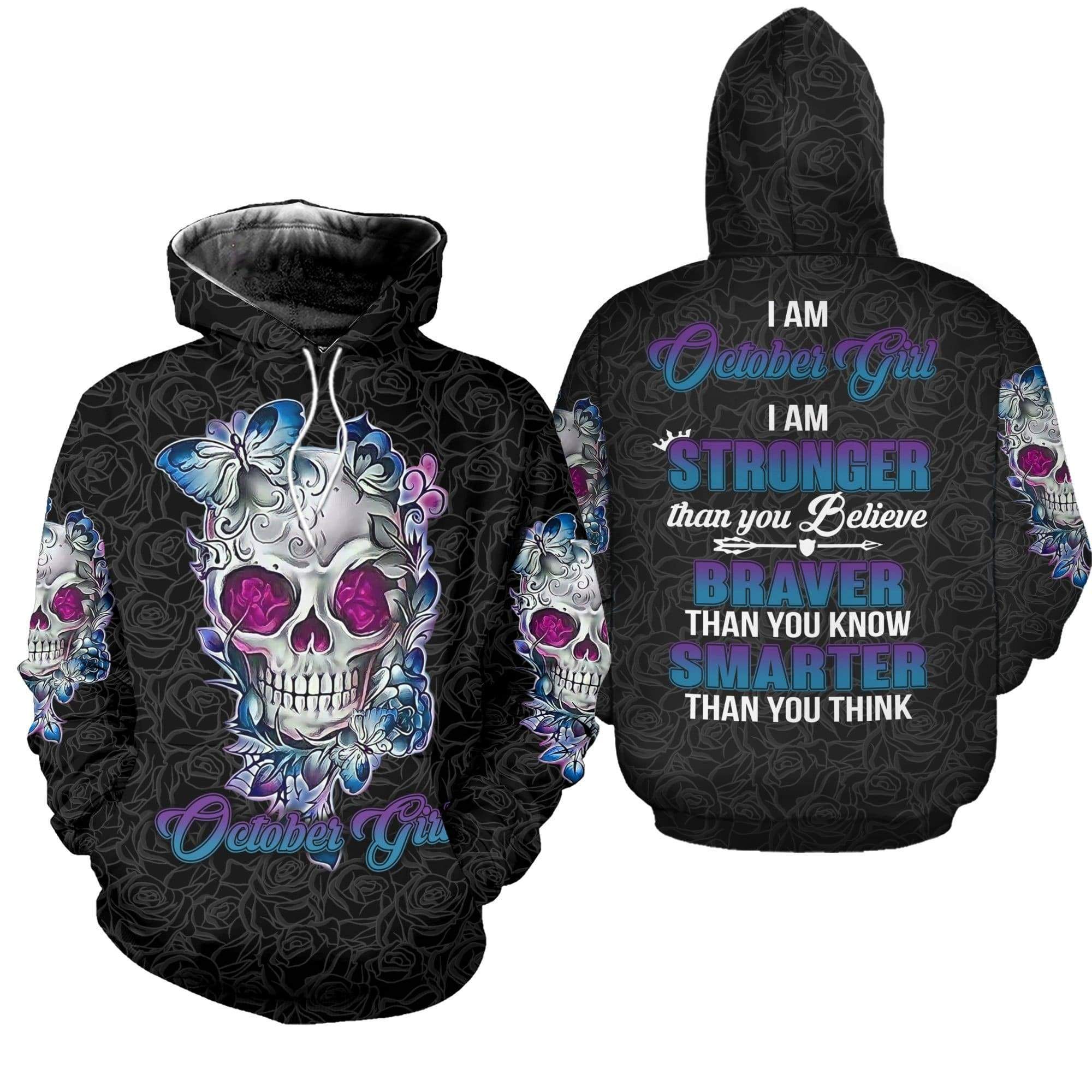 Personalized Flower Skull Birthday Hoodie 3D All Over Print Custom Month