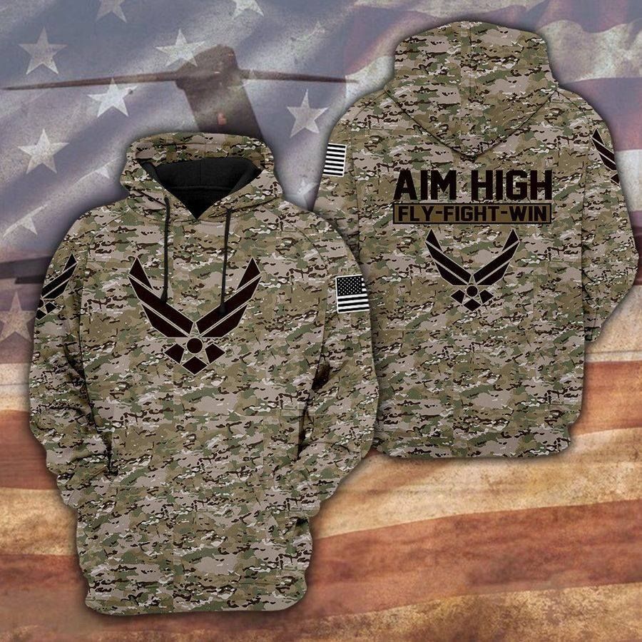 U.S Air Force Fly Fight Win Camo Hoodie 3D All Over Print