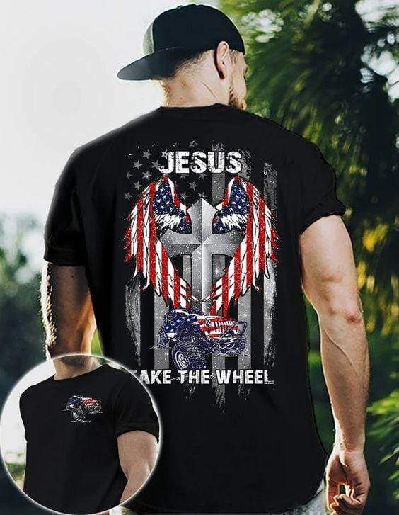 Jp Jesus Takes The Wheel Flag T-Shirt