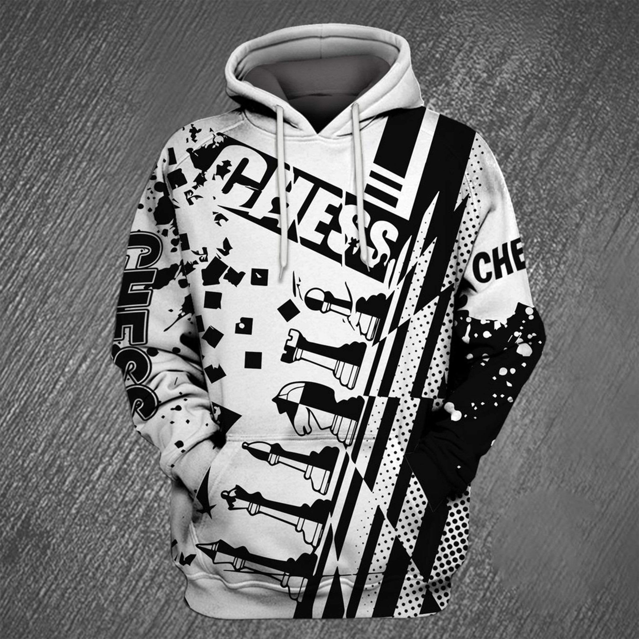 Black And White Chess Player Hoodie 3D All Over Print