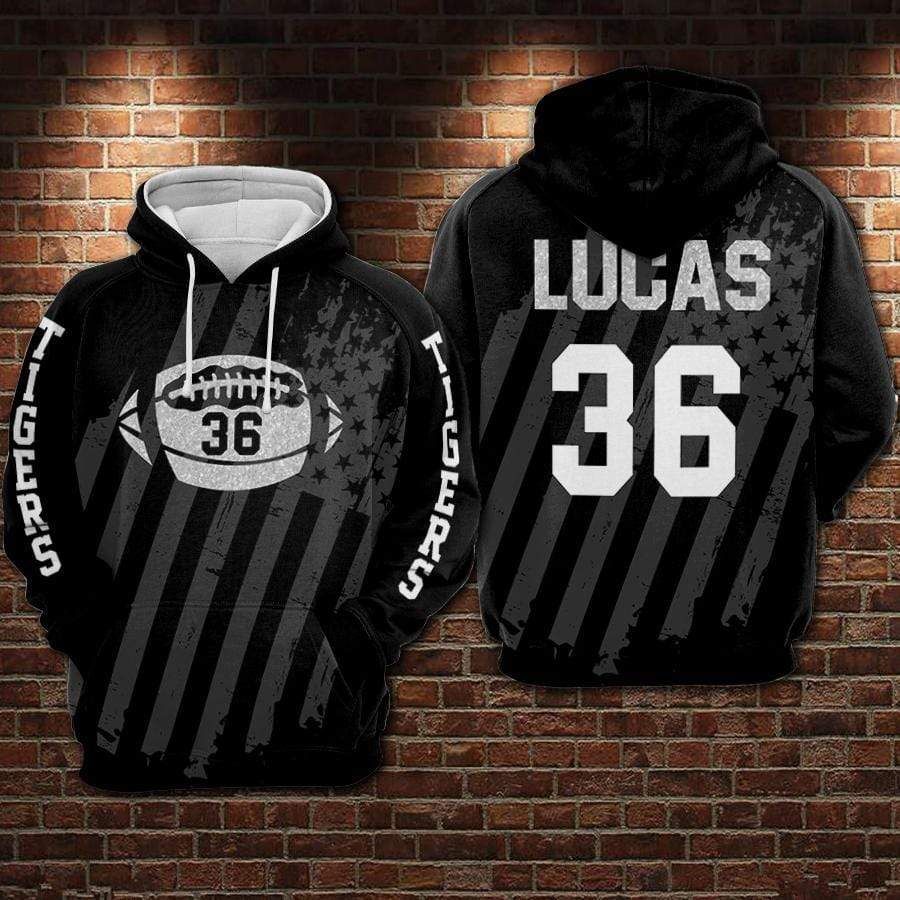 Personalized Customized B&W Football American Flag Pattern Hoodie 3D All Over Print