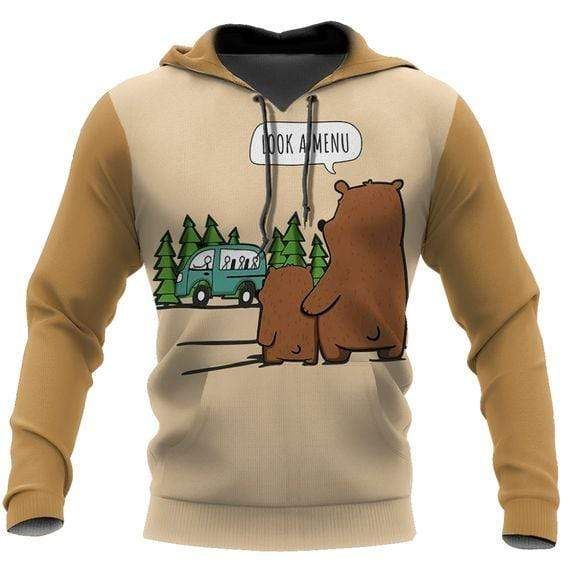 Camping Bear Look A Menu Hoodie 3D All Over Print