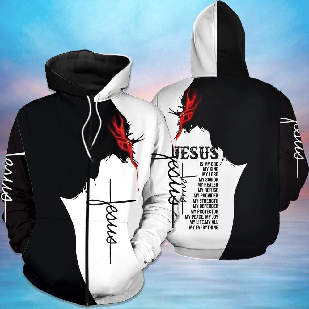 Jesus Is My God Black White Hoodie For Couple 3D All Over Print