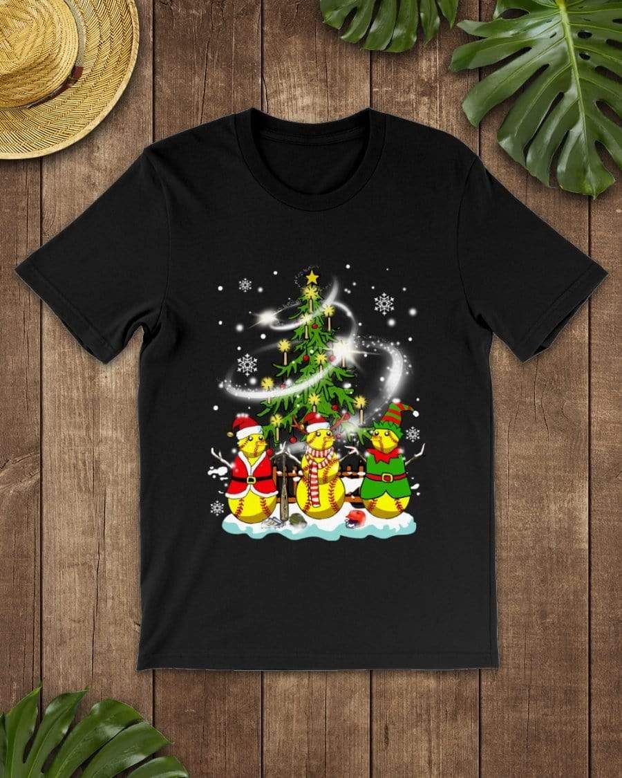 Merry Christmas Softball Snowman T-Shirt
