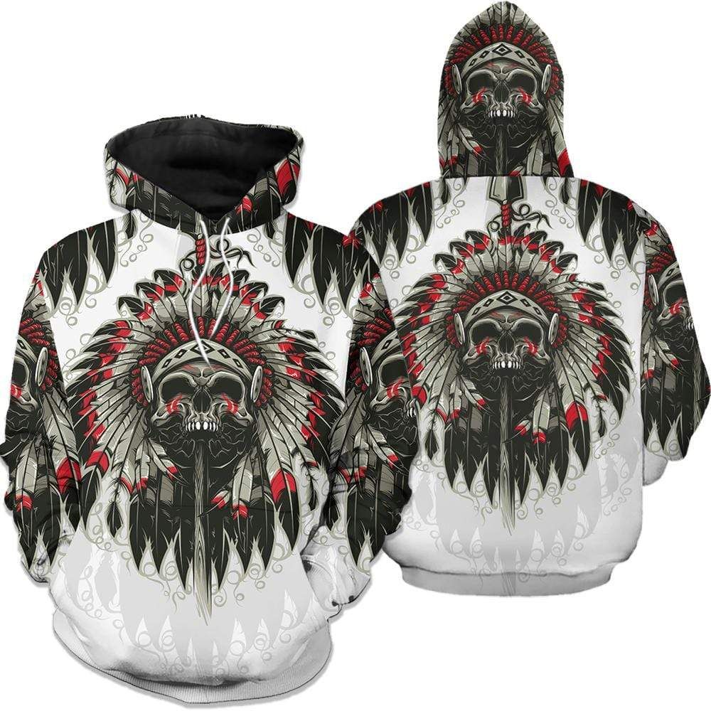 Skull Native Hoodie 3D All Over Print