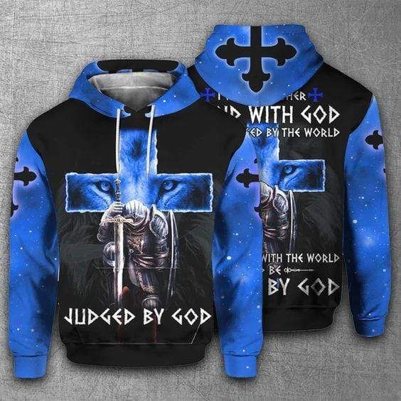 Judge By God Lion Blue Hoodie 3D All Over Print