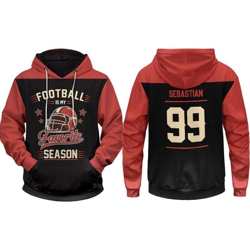 Personalized Football Is My Season Custom Name & Number Hoodie 3D All Over Print
