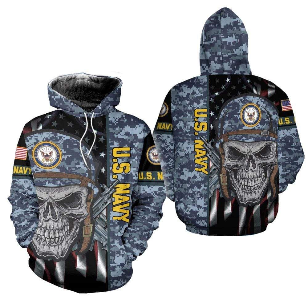 Soldier Skull US Navy For Veteran Day Hoodie 3D All Over Print