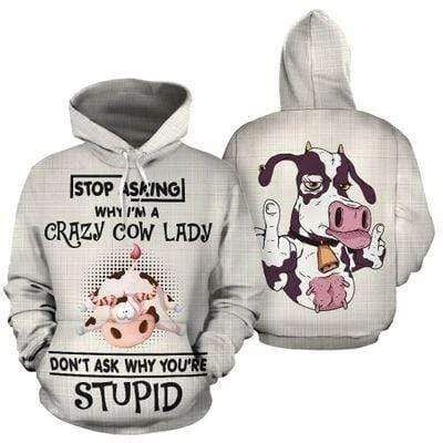 Crazy Cow Lady Hoodie 3D All Over Print