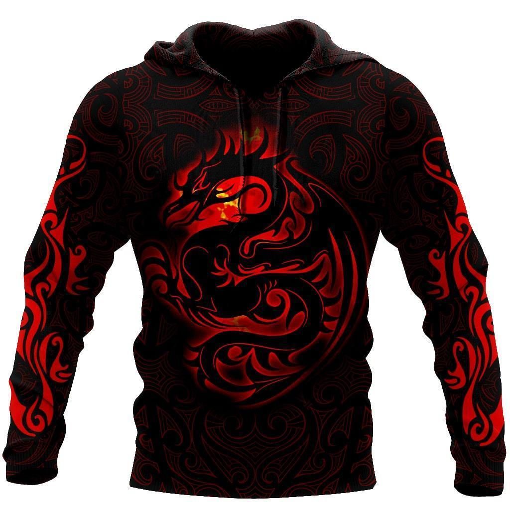 Tattoo Dragon Red Black Hoodie 3D All Over Print PAN