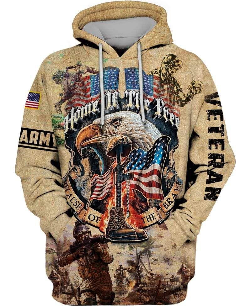 Eagle Soldier Home Of The Free Hoodie 3D All Over Print For Veteran Day