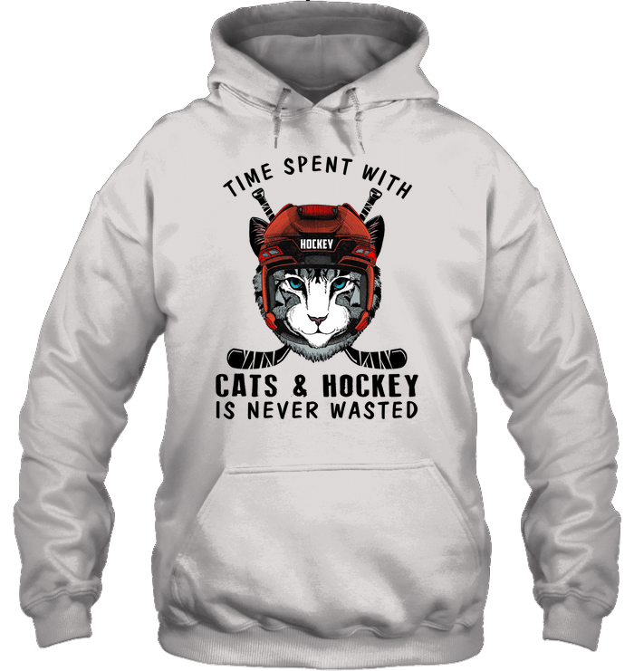 Time Spent With Cats And Hockey Is Never Wasted Hoodie