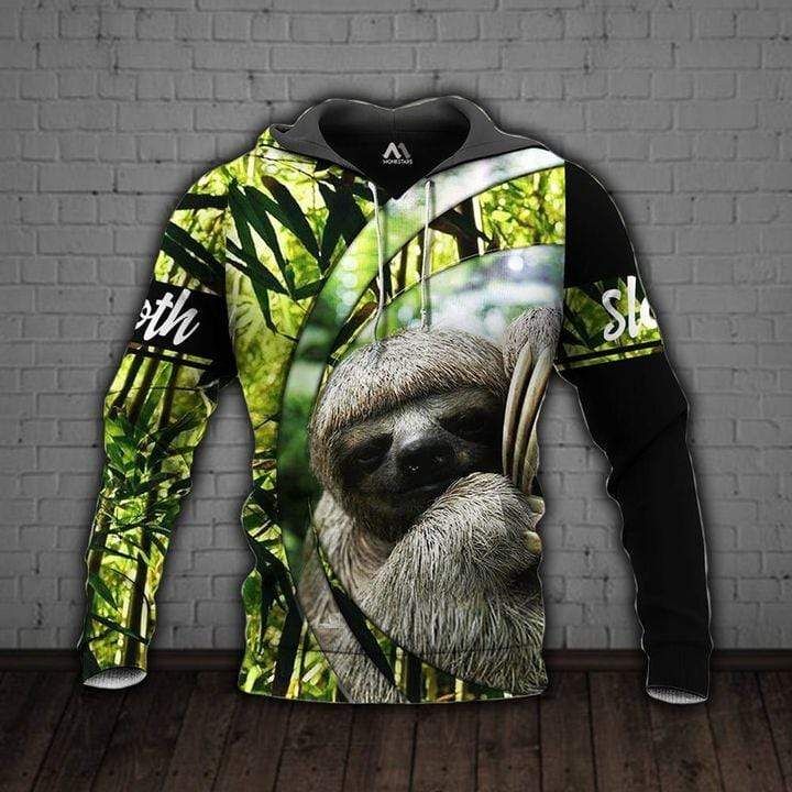 Sloth Love Bamboo Green Hoodie 3D All Over Print