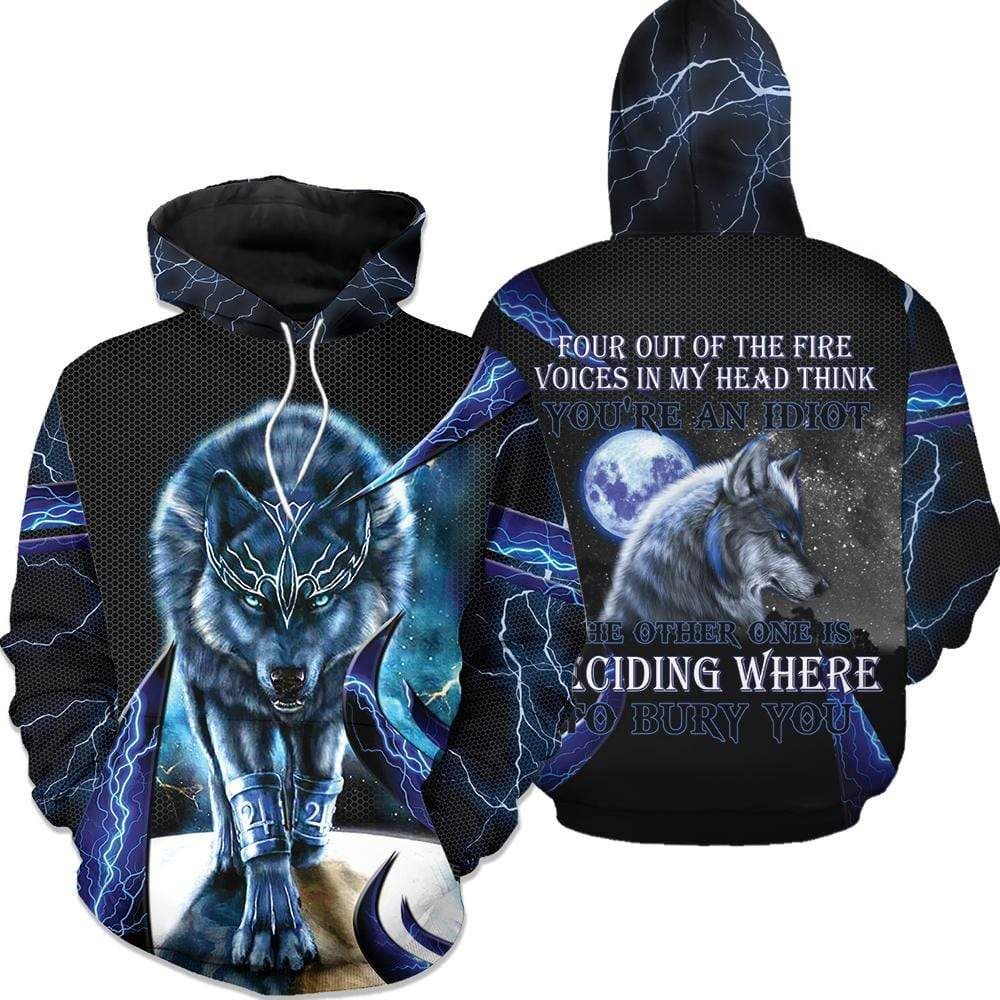 Blue Thunder Wolf Hoodie 3D All Over Print