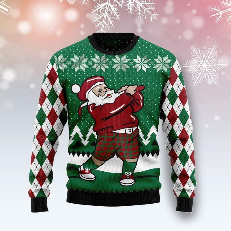 Golfer Santa Funny Christmas Sweater 3D All Over Print