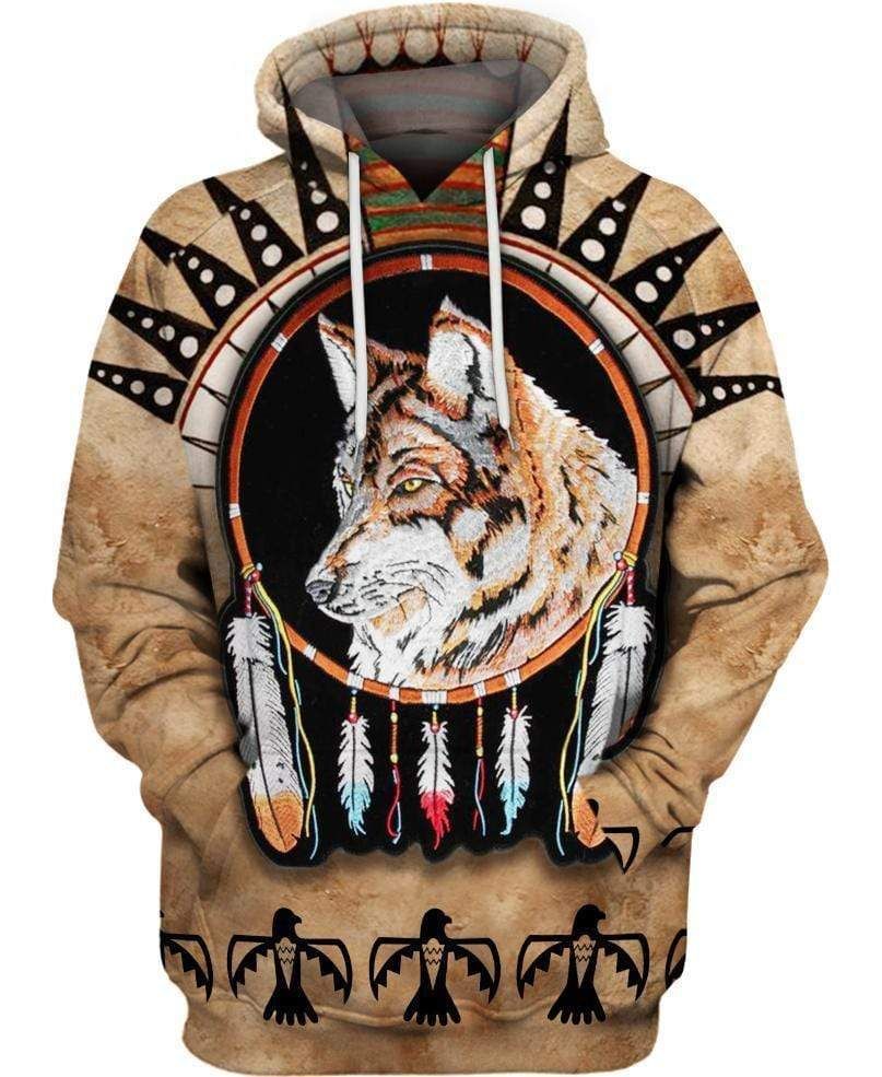 Stripped Wolf Native Hoodie 3D All Over Print