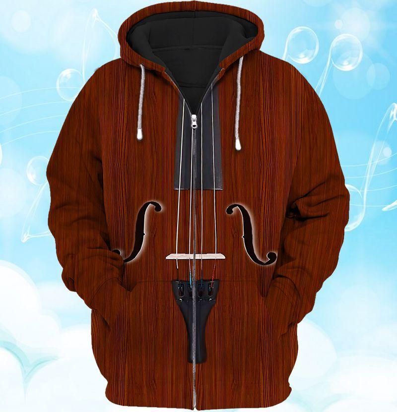 Traditional Brown Violin Hoodie 3D All Over Print