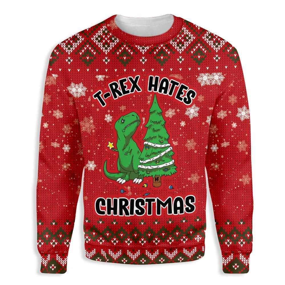 T-Rex Hates Christmas Sweatshirt 3D All Over Print