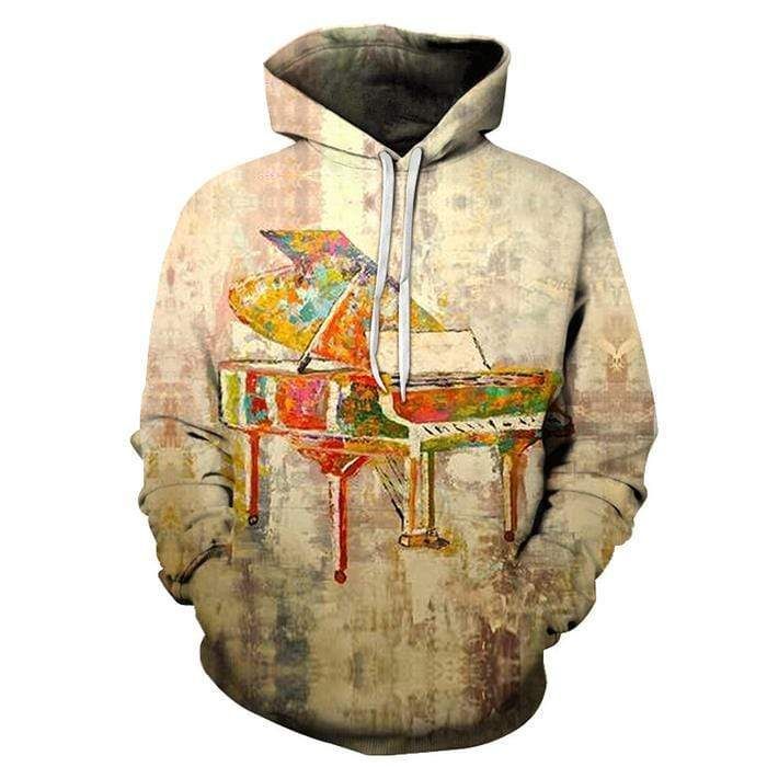 Colorful Painted Piano Music Lover Hoodie 3D All Over Print