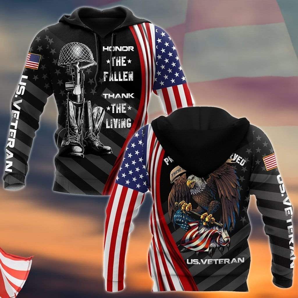 Honor The Fallen Thank The Living Veteran Hoodie 3D All Over Print