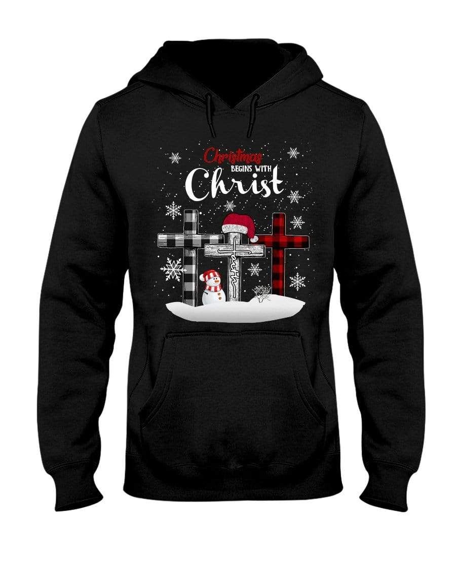 Christmas Begins With Christ Hooded Sweatshirt
