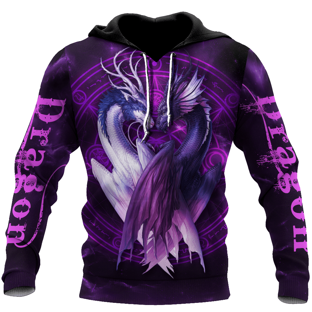 Couple Dragon Purple Hoodie 3D All Over Print