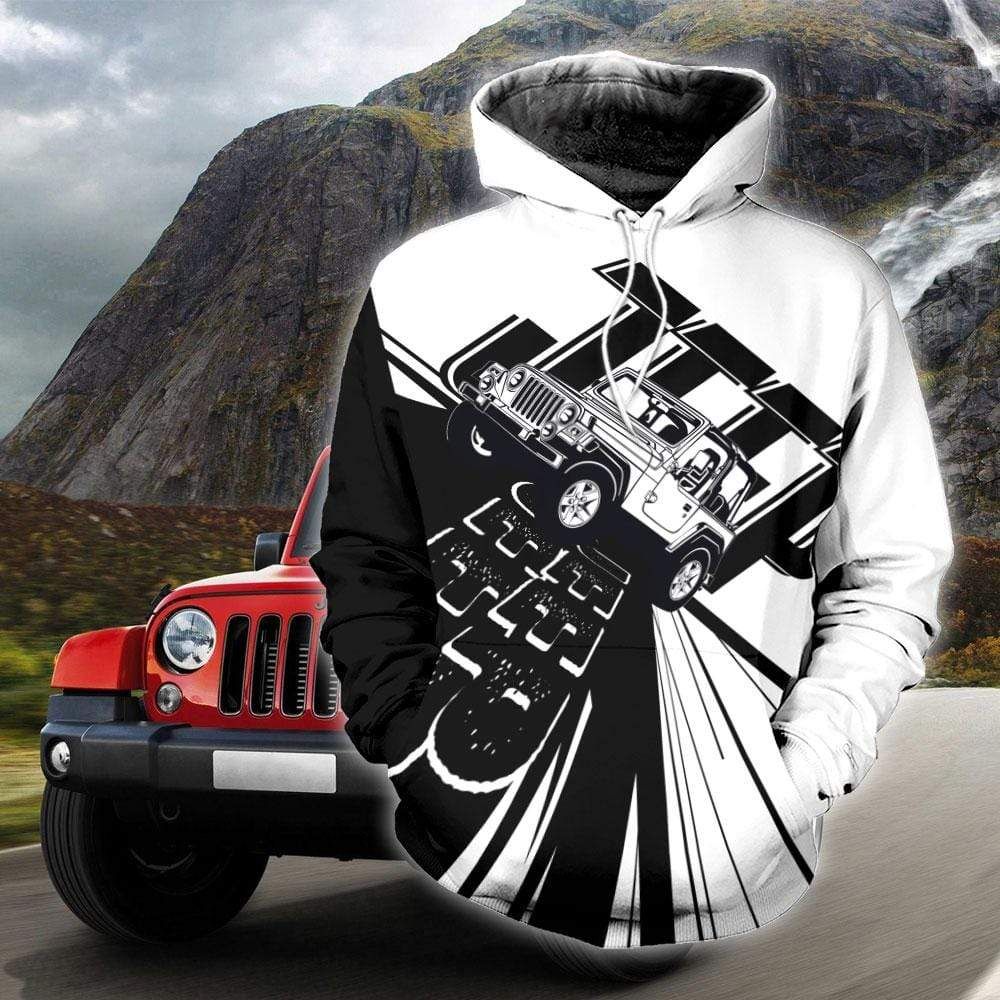 B&W Jeep Hoodie 3D All Over Print