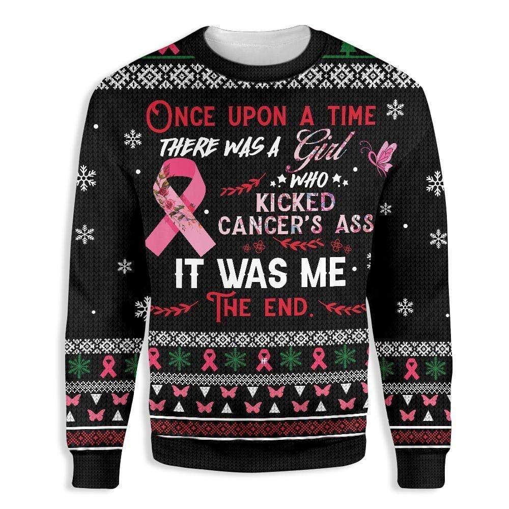 The Girl Kick Breast Cancer Awareness Ugly Christmas Sweatshirt All Over Print