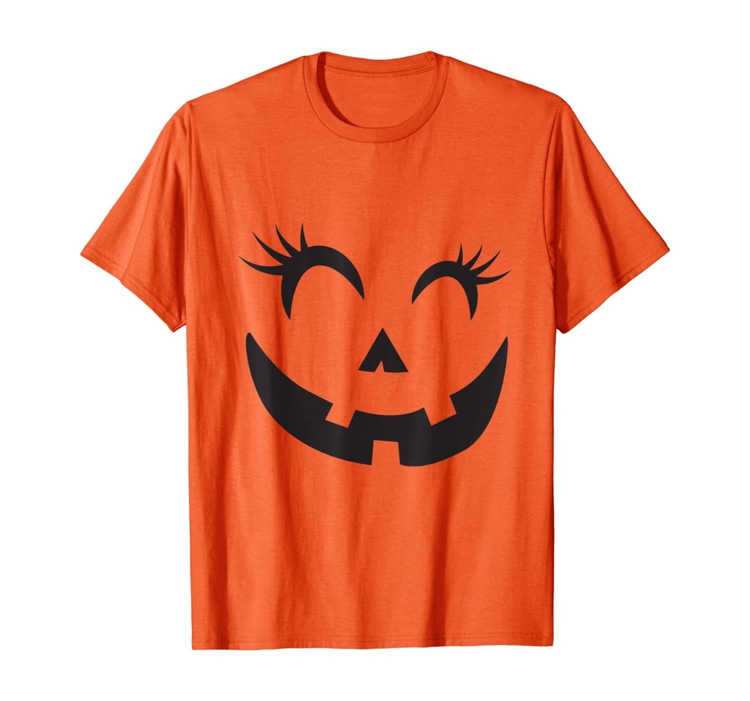 Winking Eye Halloween Lashes Jack-O-Lantern Pumpkin Face T-Shirt