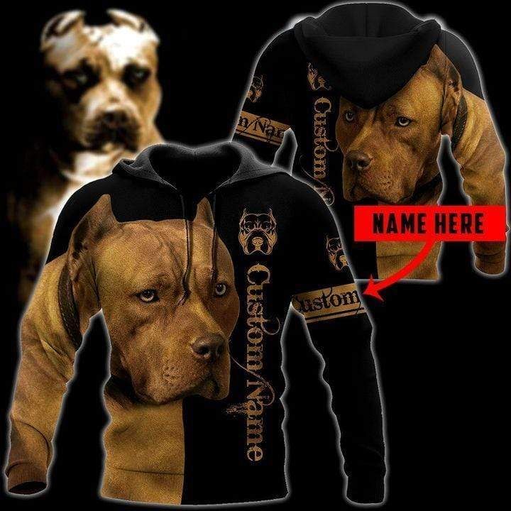 Personalized Custom Name Strong Pit Bull Hoodie 3D All Over Print PAN3HD0245