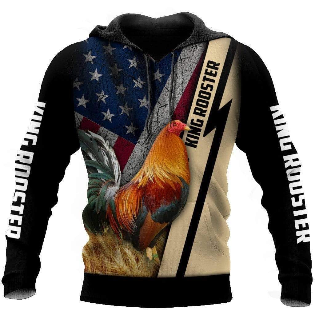 King Rooster American Flag Hoodie 3D All Over Print