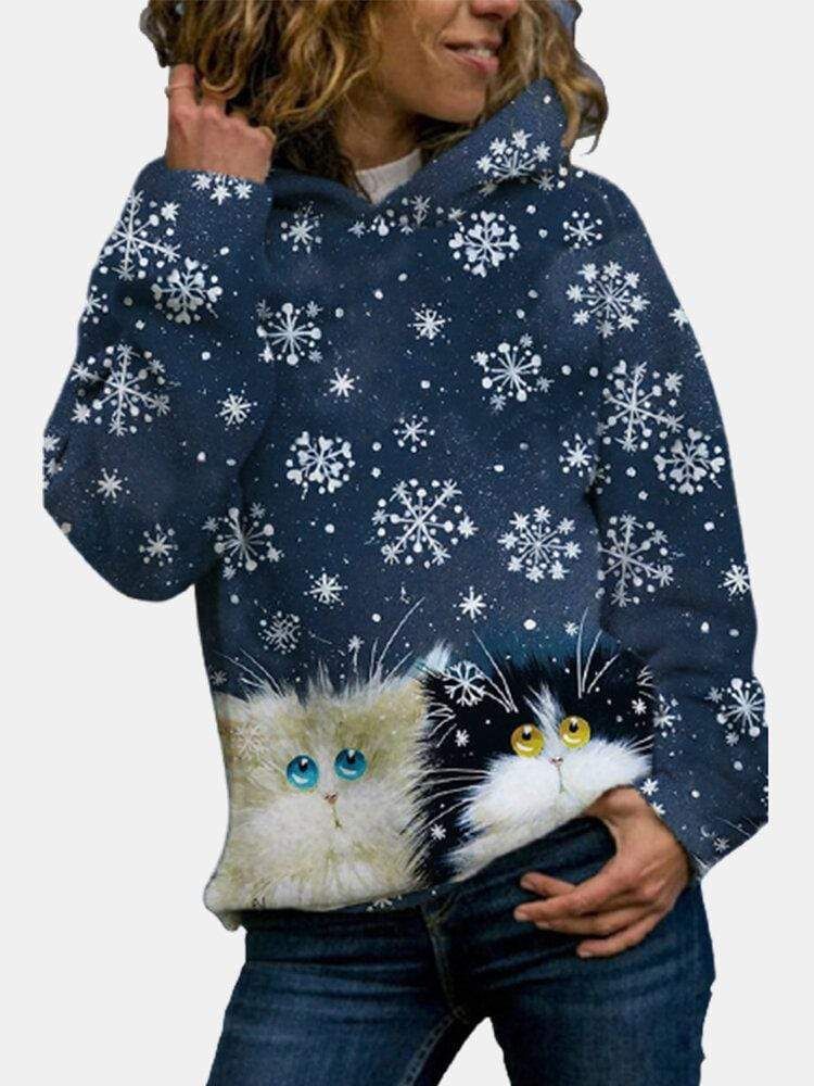 Snowy Cute Cats Christmas Hoodie 3D All Over Print