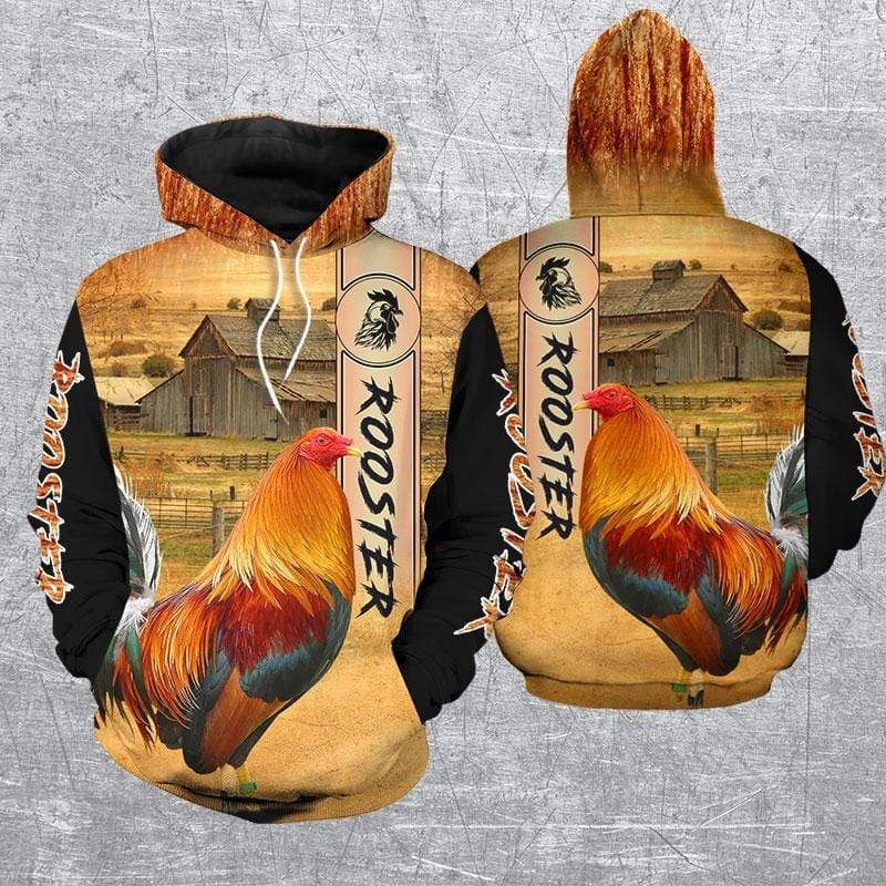 Rooster Farmer Hoodie For Couple 3D All Over Print