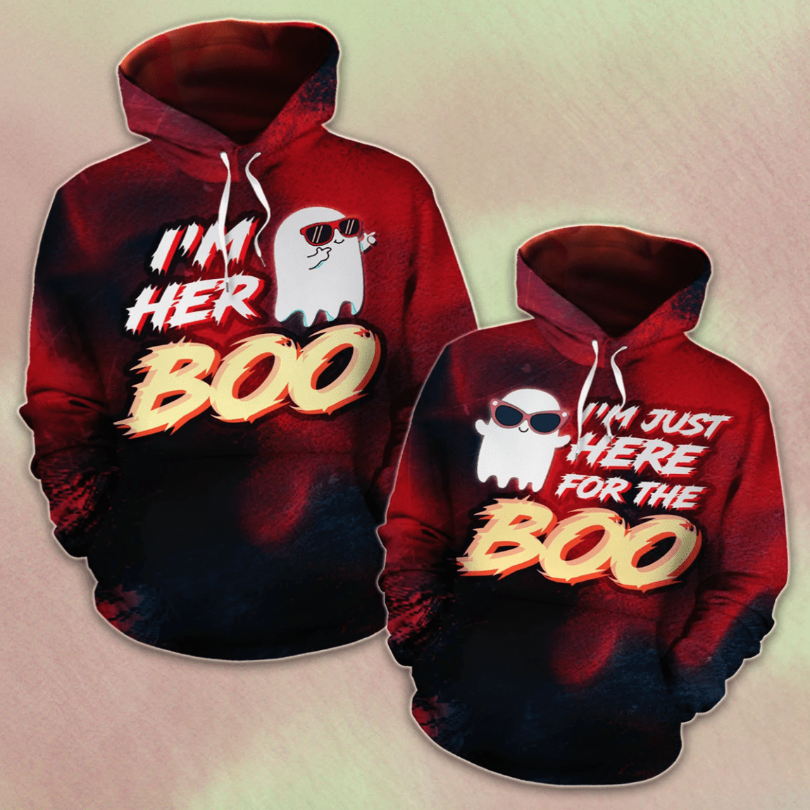 Halloween I'M Here For The Boo Bloody Hoodie For Couple 3D For All Over Print