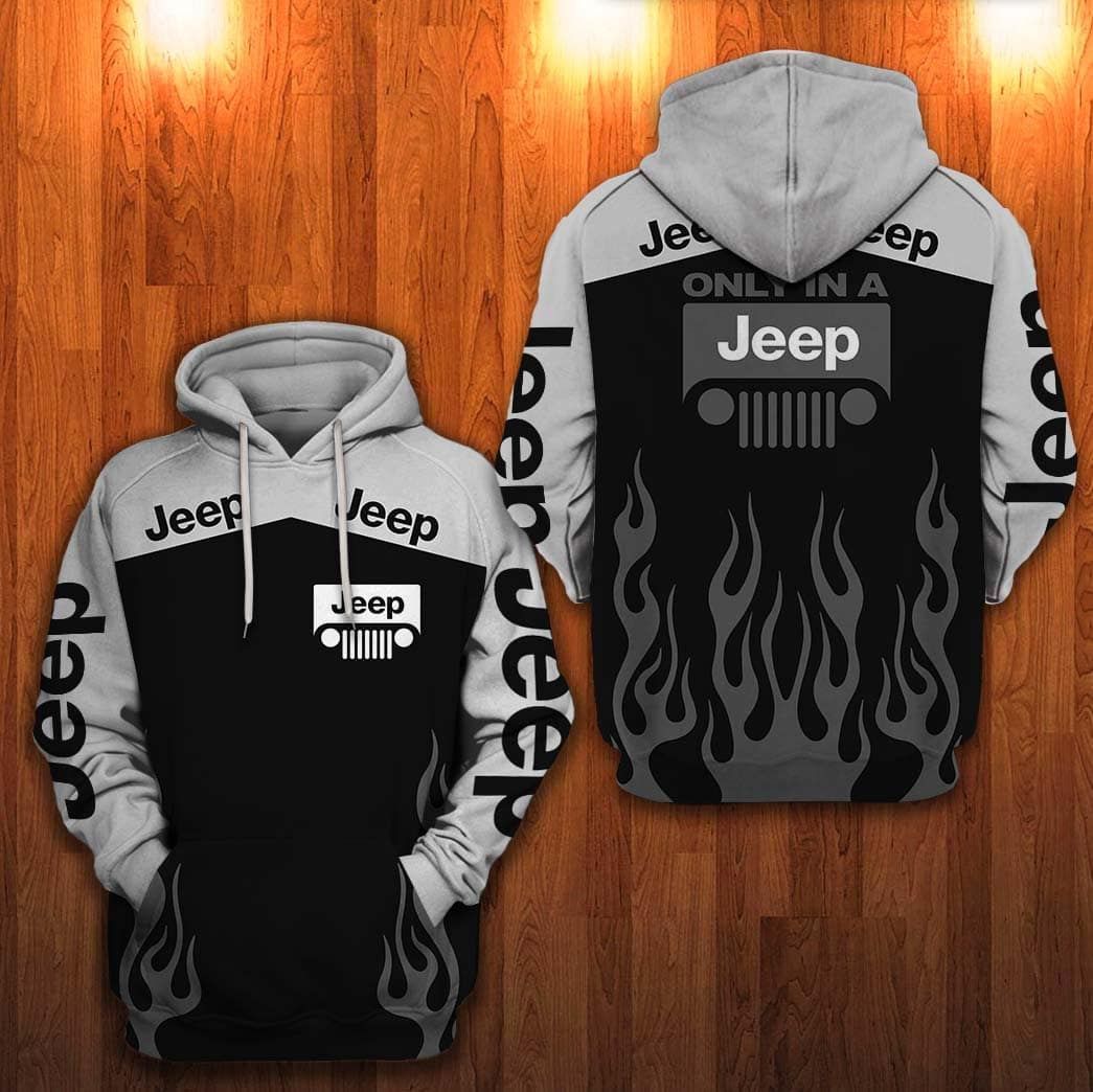 Only In A Jeep Black Grey Hoodie 3D All Over Print PAN3HD0026