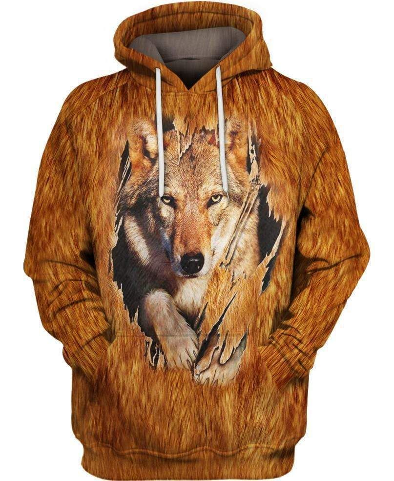 Wolf Brown Hoodie 3D All Over Print