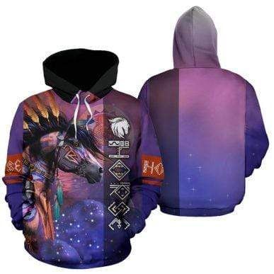 Amazing Native Horse Purple Hoodie 3D All Over Print