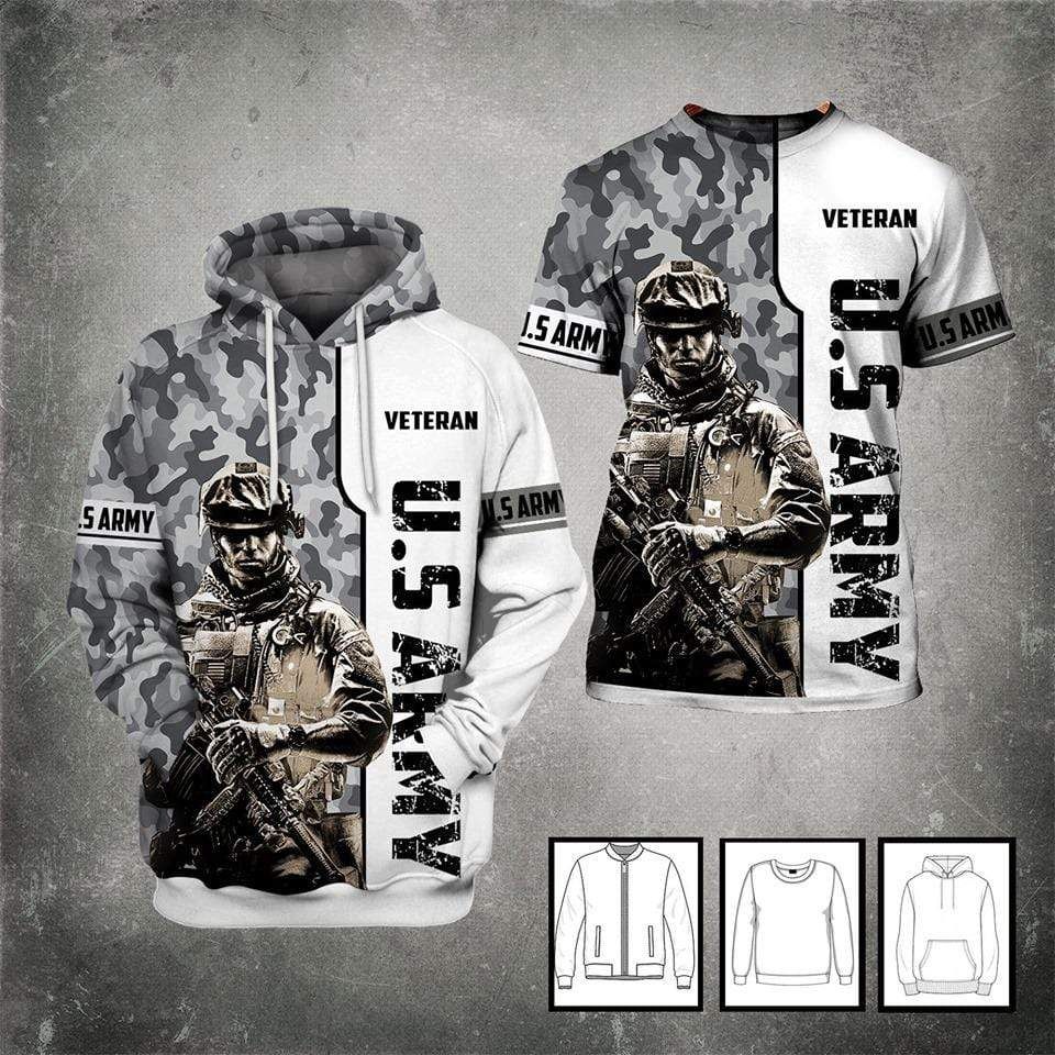 Us Army Veteran Camo Hoodie 3D All Over Print