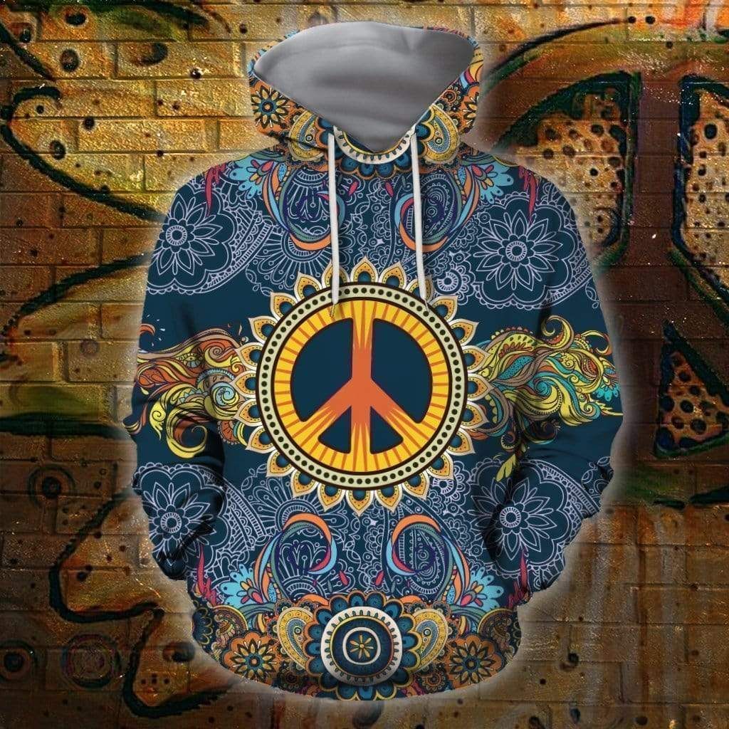 Blue Hippie Mandala Pattern Hoodie 3D All Over Print