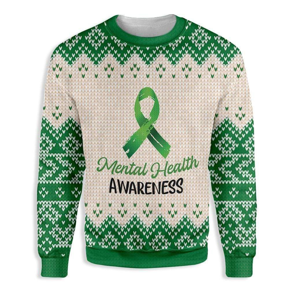 Green Ribbon Mental Health Awareness Sweatshirt All Over Print