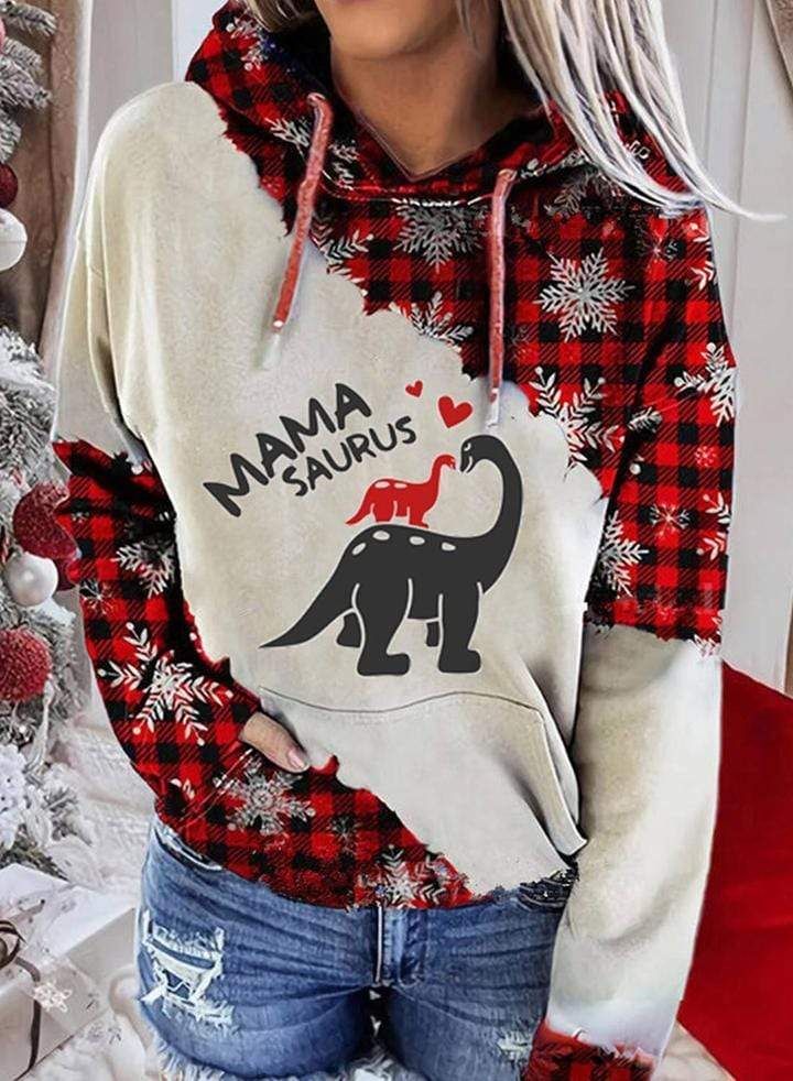 Mama Saurus Dinosaur Christmas Hoodie 3D All Over Print
