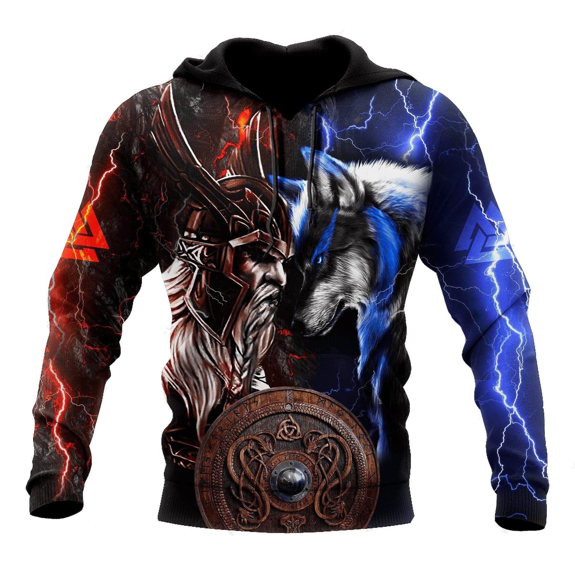 Thunder Odin And Wolf Viking Hoodie 3D All Over Print