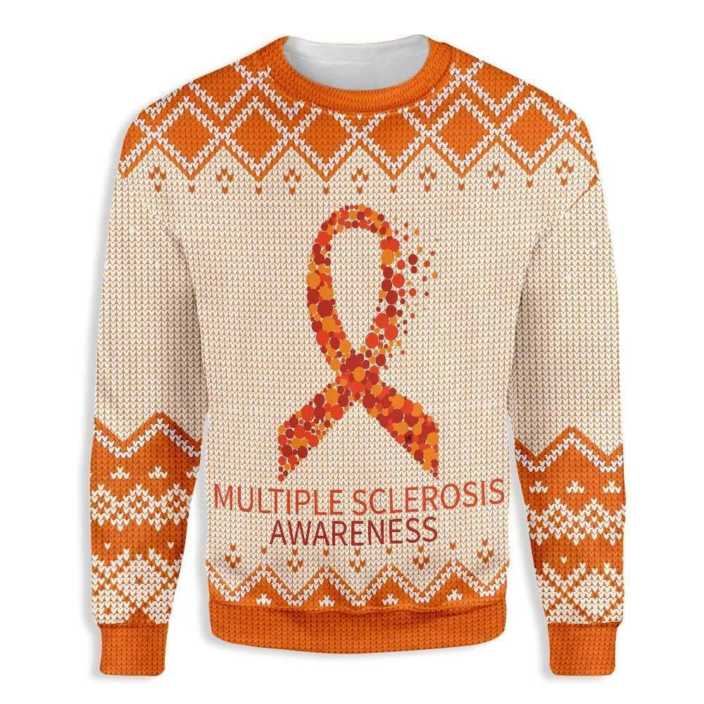 Orange Ribbon Multiple Sclerosis Awareness Sweatshirt All Over Print