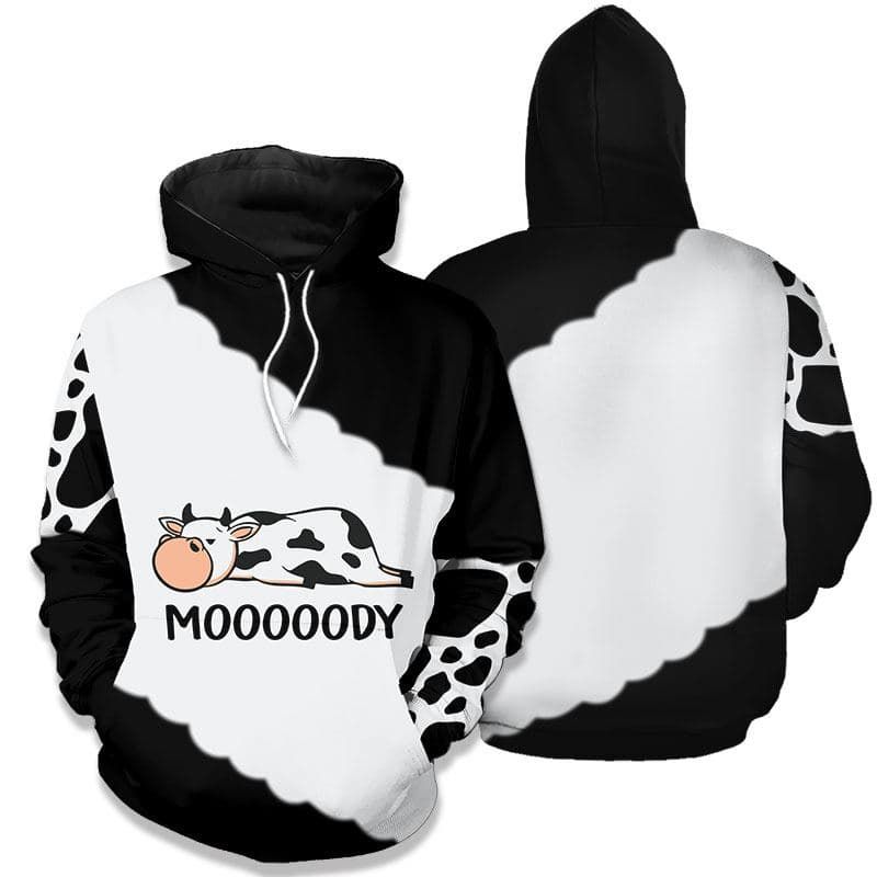 Cute Cow Mooooody Hoodie 3D All Over Print