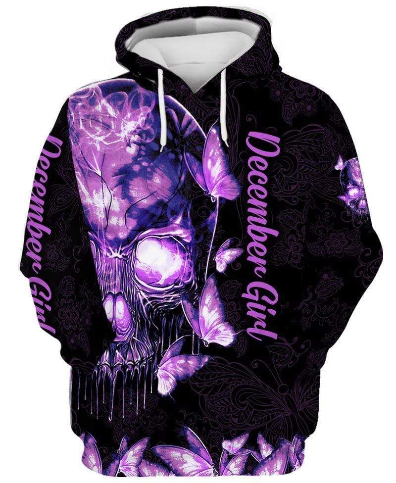 Personalized Butterfly Sugar Skull December Girl Hoodie 3D All Over Print Custom Month
